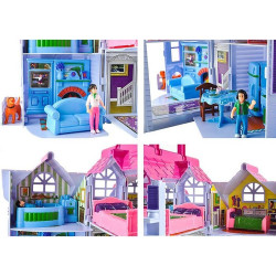Casuta de papusi, pliabila, familie de papusi, 6 camere, mobilier si accesorii