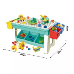 Masa cu blocuri de constructie, 69 piese, 4 cutii depozitare, joc educational