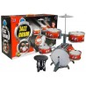 Set 5 tobe jazz pentru copii, tobe muzicale pentru copii 5 ani+, include chimbal, bete si scaun, 57x40x50cm