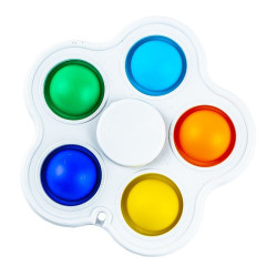 Jucarie senzoriala 2 in 1, spinner si bule POP IT, interactiva, 8x8 cm