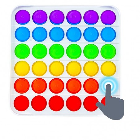 POP IT jucarie senzoriala, 36 bule multicolore alfabet si cifre, 13x13 cm