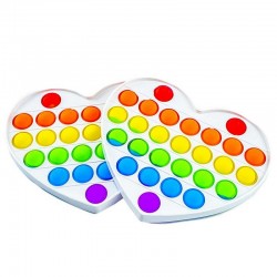 Inimioara POP IT cu 27 bule multicolore din silicon, jucarie senzoriala,15x13 cm