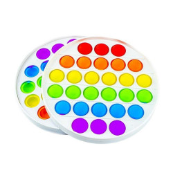 POP IT jucarie antistres, 28 bule multicolor, forma cerc, 3 ani+, 13x13 cm