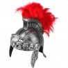 Coif soldat roman, accesorizat cu pene rosii, argintiu, marime universala