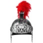 Coif soldat roman, accesorizat cu pene rosii, argintiu, marime universala