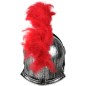 Coif soldat roman, accesorizat cu pene rosii, argintiu, marime universala