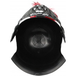 Coif soldat roman, accesorizat cu pene rosii, argintiu, marime universala