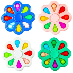 Jucarie antistres tip spinner cu POP IT,  floare cu 8 bule din silicon, 9x9 cm