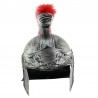Casca soldat roman, coif argintiu gladiator, pene rosii, marime universala