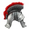 Casca soldat roman, coif argintiu gladiator, pene rosii, marime universala