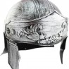 Casca soldat roman, coif argintiu gladiator, pene rosii, marime universala