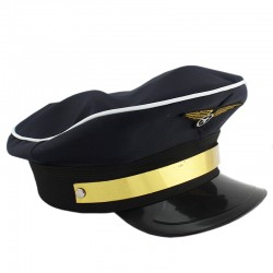Sapca de capitan, insertie banda aurie, emblema pilot, pentru copii