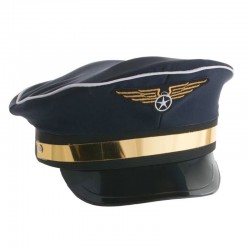 Sapca de capitan, emblema pilot, insertie banda aurie, pentru adulti