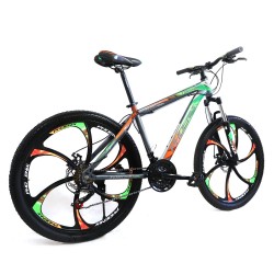 Bicicleta MTB hardtail 26 inch, Shimano 21 viteze, cadru otel, portocaliu-verde, Tornado Phoenix