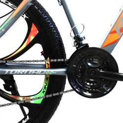 Bicicleta MTB hardtail 26 inch, Shimano 21 viteze, cadru otel, portocaliu-verde, Tornado Phoenix