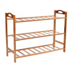 Raft din bambus pentru incaltaminte, 3 nivele, 68.5x51x24 cm, 9-10 perechi