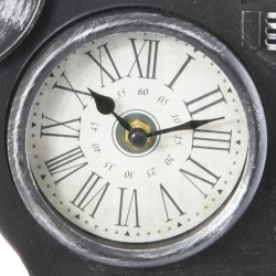 Ceas metal retro, forma camera video cu trepied si 2 role film, dimensiune 30x29x53 cm