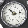 Ceas metal retro, forma camera video cu trepied si 2 role film, dimensiune 30x29x53 cm