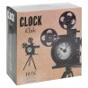 Ceas metal retro, forma camera video cu trepied si 2 role film, dimensiune 30x29x53 cm
