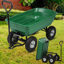 Carucior de gradina, sarcina maxima 300 kg, cupa rabatabila, maner lung cu burete antiderapant