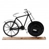 Ceas de masa metalic, forma bicicleta, suport de lemn, dimensiune 42x7.5x28.5 cm