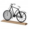 Ceas de masa metalic, forma bicicleta, suport de lemn, dimensiune 42x7.5x28.5 cm