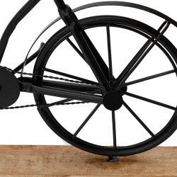 Ceas de masa metalic, forma bicicleta, suport de lemn, dimensiune 42x7.5x28.5 cm