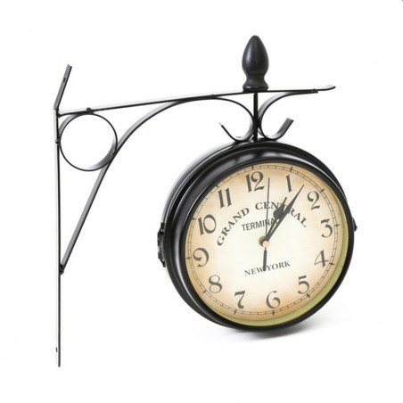 Ceas de perete New York Grand Central, 2 fete, metalic, diametru 19.5 cm, stil retro