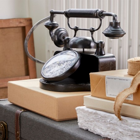 Ceas de masa metalic Telephone Retro, dimensiuni 33x17.5x21.5 cm