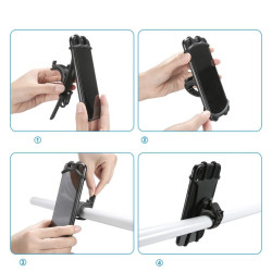 Suport smartphone pentru bicicleta, 4-7 inch, montare pe ghidon, silicon, negru