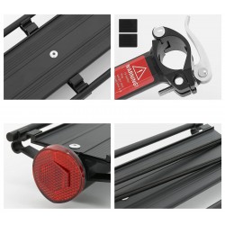 Portbagaj bicicleta, aluminiu, model universal, cu stop reflectorizant rosu