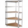 Raft metalic de colt, cu 5 nivele, 180x90x30 cm, sarcina maxima 875 kg