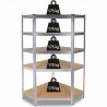 Raft metalic de colt, cu 5 nivele, 180x90x30 cm, sarcina maxima 875 kg