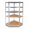 Raft metalic de colt, cu 5 nivele, 180x90x30 cm, sarcina maxima 875 kg