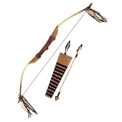 Arc indian 100 cm, cu sageti incluse, teaca lemn si piele