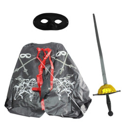 Costum Zorro, capa, sabie si masca, set 3 piese carnval