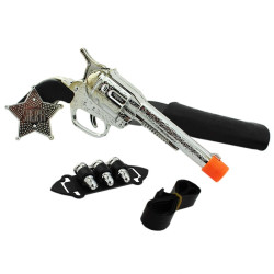 Accesorii cowboy, 2 pistoale, insigna serif, set complet pentru carnaval