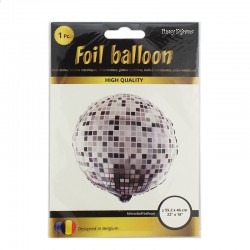 Balon forma glob disco 45 cm, folie de aluminiu, aer/heliu