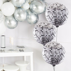 Balon forma glob disco 45 cm, folie de aluminiu, aer/heliu
