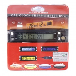 Termometru auto digital, ecran LCD, afisaj ora, temperatura interioara/exterioara