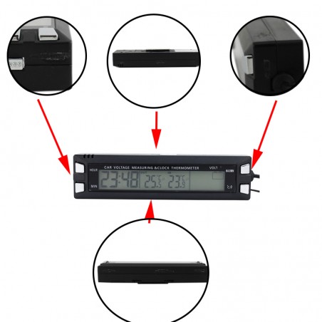Termometru auto digital, ecran LCD, afisaj ora, temperatura, RESIGILAT