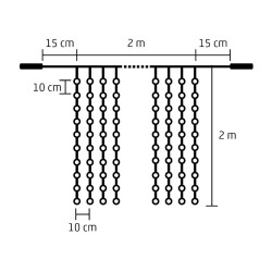 Perdea de lumini  2x2 m, 400 LED-uri, IP44, legare in serie