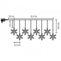 Ghirlanda Fulgi de zapada LED, material acril, lungime 0.9 m, IP44
