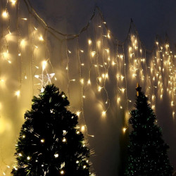 Perdea de lumini, 200 LED-uri, tip sloi de gheata, alb cald cu lumina statica, lungime 5 m