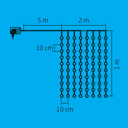 Perdea luminoasa 2x1m, 210 LED-uri cu lumina statica, adaptor IP44