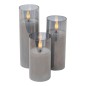 Set 3 lumanari LED, alb cald intermitent, efect flacara, aranjament decorativ, sticla Set 3 lumanari LED, alb cald intermitent, efect flacara, aranjament decorativ, sticla