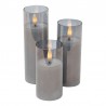 Set 3 lumanari LED, alb cald intermitent, efect flacara, aranjament decorativ, sticla