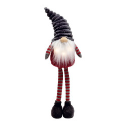 Decoratiune Craciun, figurina textila, pitic cu barba luminata, gnom