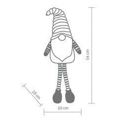 Decoratiune Craciun, figurina textila, pitic cu barba luminata, gnom