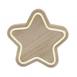 Decor de masa, banda neon-light, din lemn, lumina alb cald
